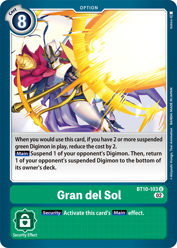 Digimon Card Xros Encounter Gran del Sol BT10-103 U