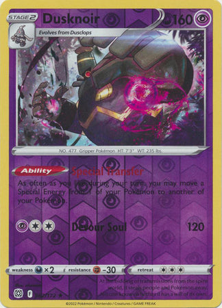 Pokemon Card Brilliant Stars 062/172 62/172 Dusknoir Reverse Holo Rare