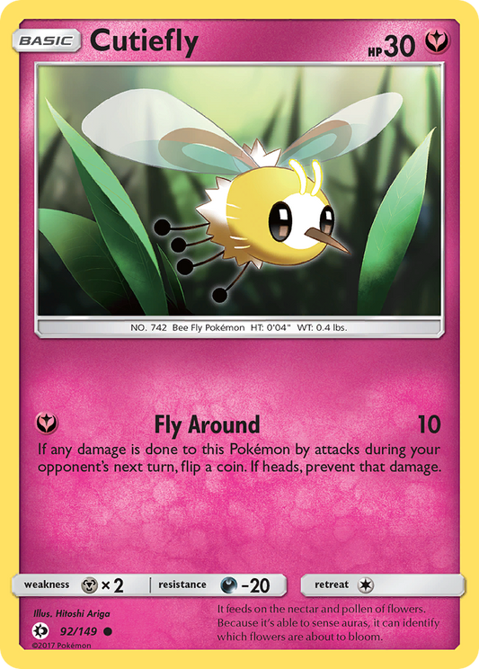 Pokemon Card Sun & Moon 092/149 92/149 Cutiefly Common *MINT*