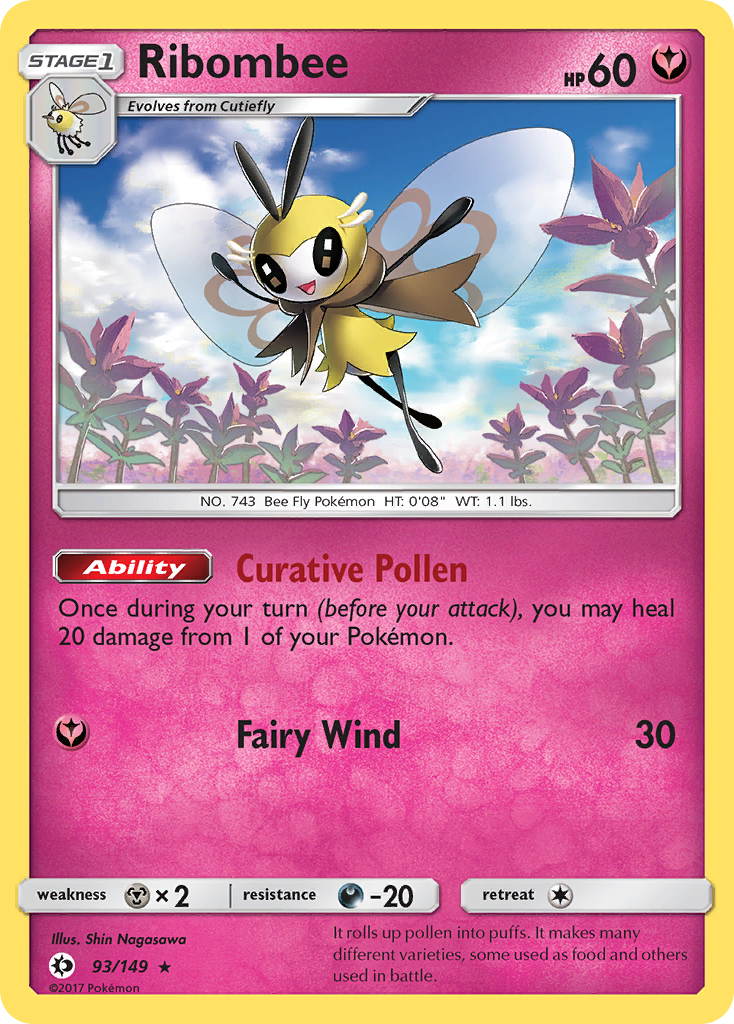 Pokemon Card Sun & Moon 093/149 93/149 Ribombee Holo Rare *MINT*