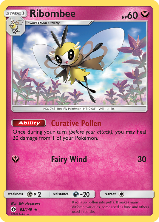 Pokemon Card Sun & Moon 093/149 93/149 Ribombee Holo Rare *MINT*