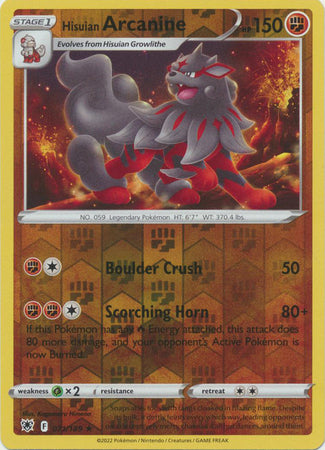 Pokemon Card Astral Radiance 71/189 071/189 Hisuian Arcanine Reverse Holo Rare