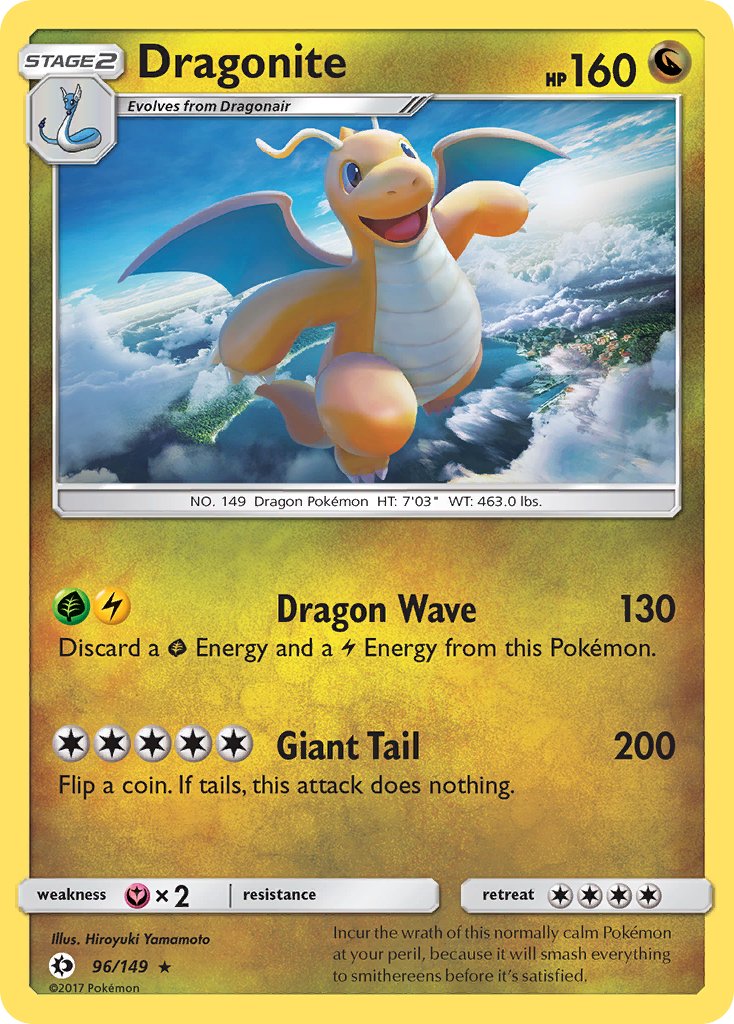 Pokemon Card Sun & Moon 096/149 96/149 Dragonite Holo Rare *MINT*