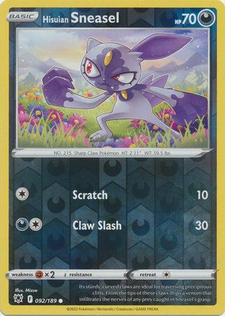 Pokemon Card Astral Radiance 92/189 092/189 Hisuian Sneasel Reverse Holo Common