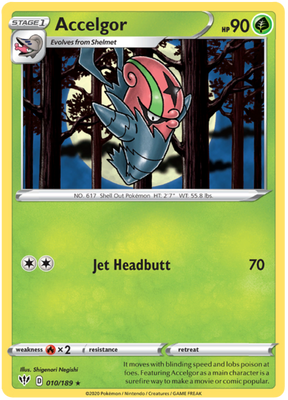 <transcy>Pokemon Card Darkness Ablaze 10/189 010/189 Accelgor Rare</transcy>