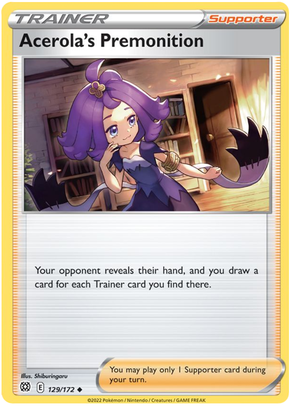 Pokemon Card Brilliant Stars 129/172 Acerola's Premonition Uncommon