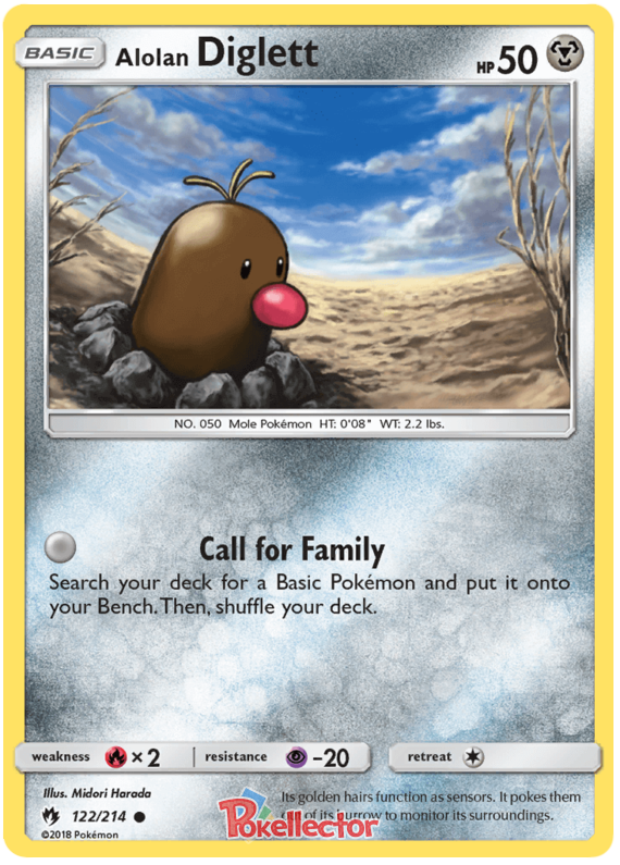 Pokemon Card Lost Thunder 122/214 Alolan Diglett Common *MINT*