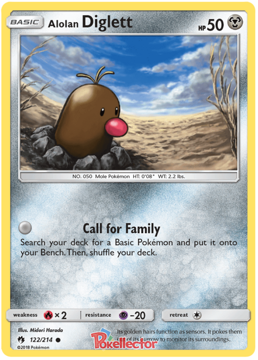 Pokemon Card Lost Thunder 122/214 Alolan Diglett Common *MINT*