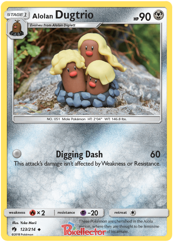 Pokemon Card Lost Thunder 123/214 Alolan Dugtrio Uncommon *MINT*