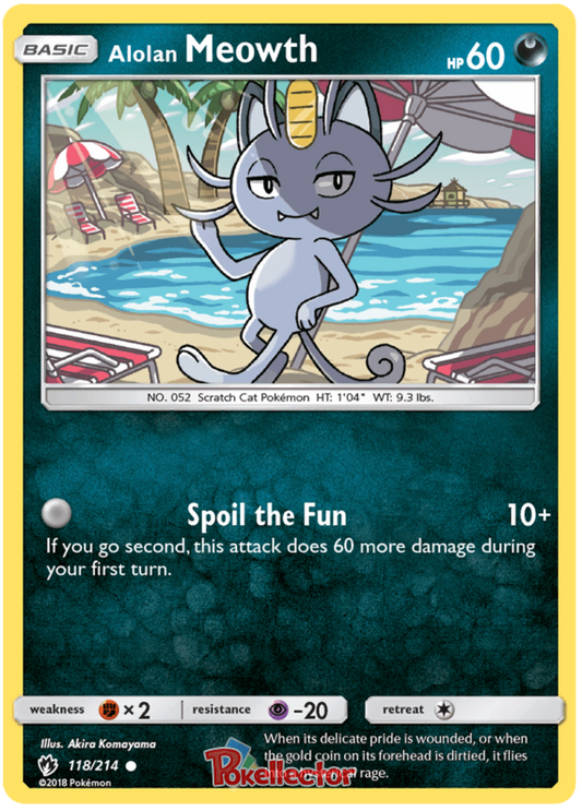 Pokemon Card Lost Thunder 118/214 Alolan Meowth Common *MINT*