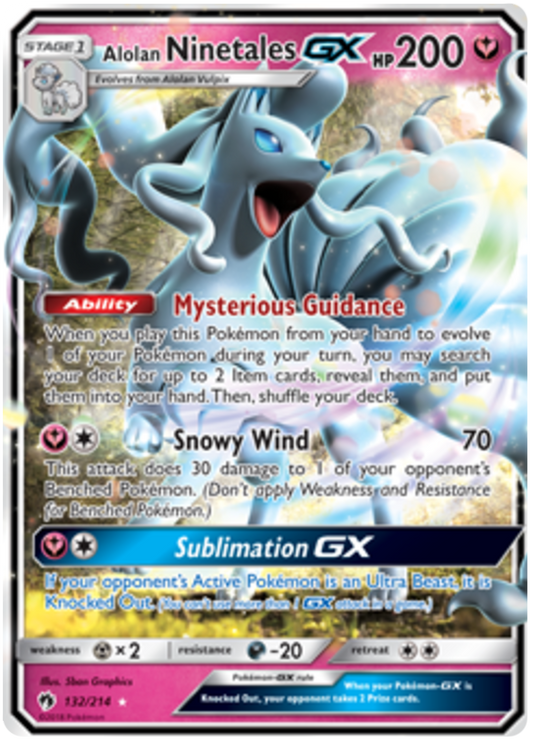 Pokemon Card Lost Thunder 132/214 Alolan Ninetales GX Ultra Rare *MINT*