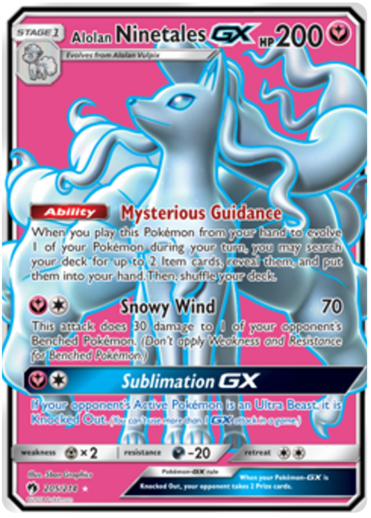 Pokemon Card Lost Thunder 205/214 Alolan Ninetales GX Full Art *MINT*
