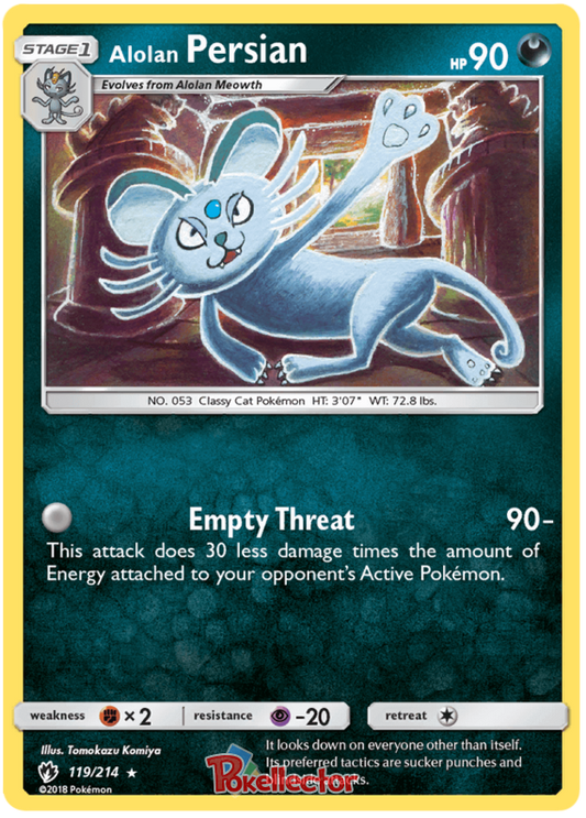 Pokemon Card Lost Thunder 119/214 Alolan Persian Rare *MINT*