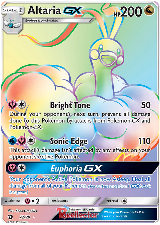 <transcy>口袋妖怪卡片龙陛下 72/070 072/070 Altaria GX 秘密稀有</transcy>