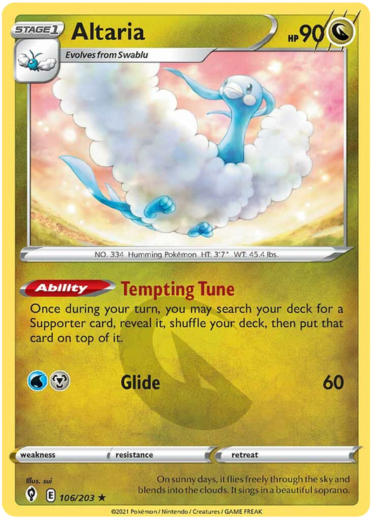 Pokemon Card Evolving Skies 106/203 106/203 Altaria Rare