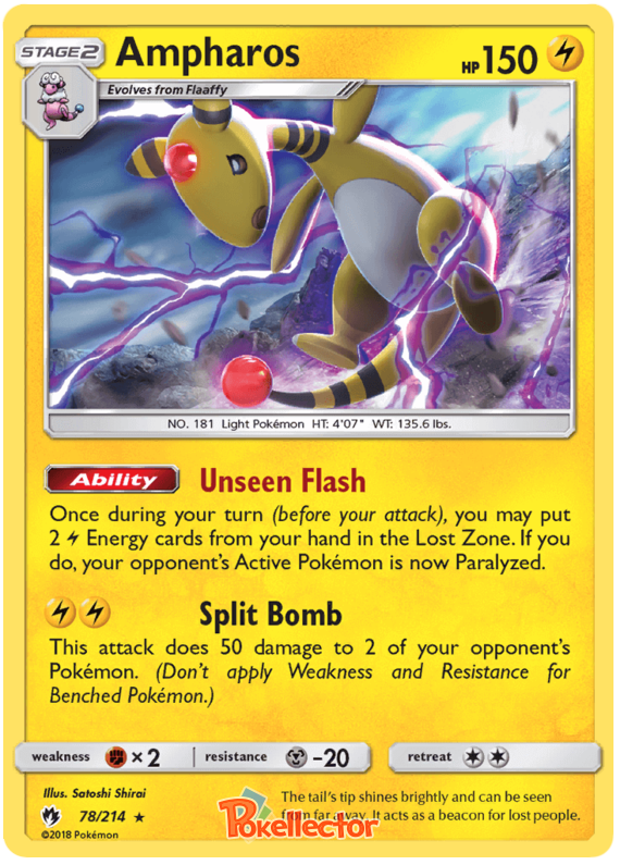 Pokemon Card Lost Thunder 78/214 078/214 Ampharos Holo Rare *MINT*