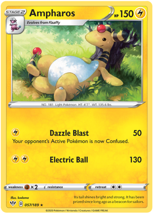 Pokemon Card Darkness Ablaze 57/189 057/189 Ampharos Rare