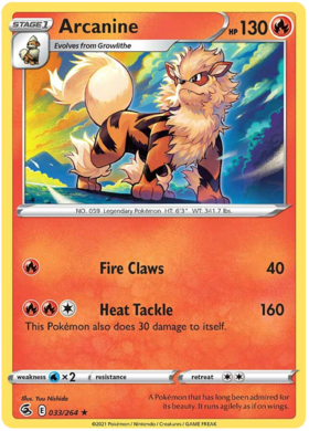 Pokemon Card Fusion Strike 033/264 33/264 Arcanine Rare