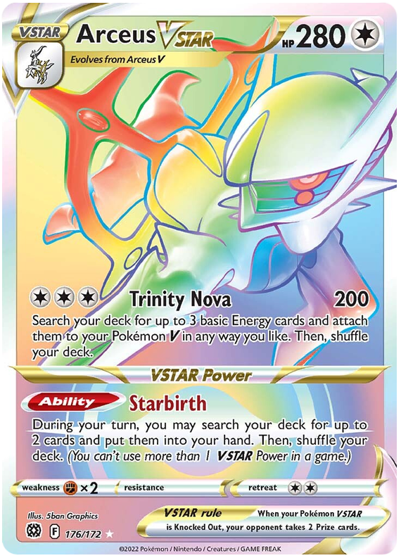 Pokemon Card Brilliant Stars 176/172 Arceus VSTAR Rainbow Rare