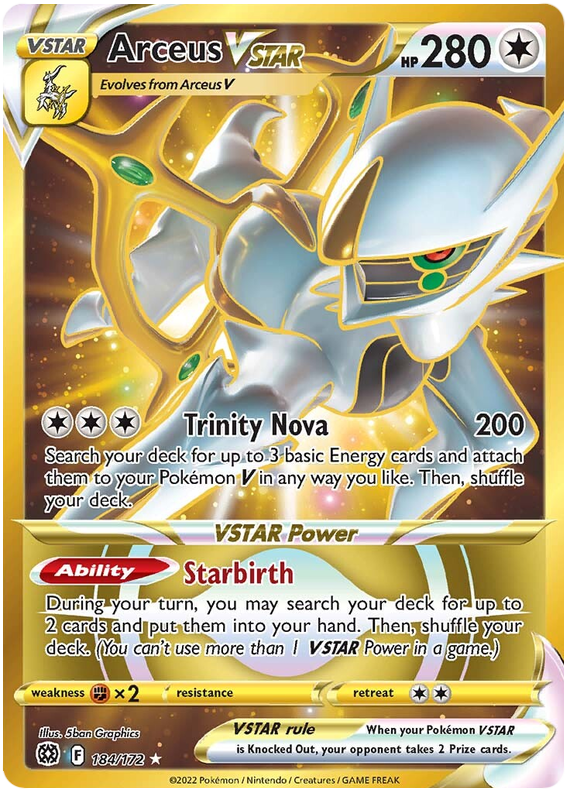 Pokemon Card Brilliant Stars 184/172 Arceus VSTAR Secret Rare