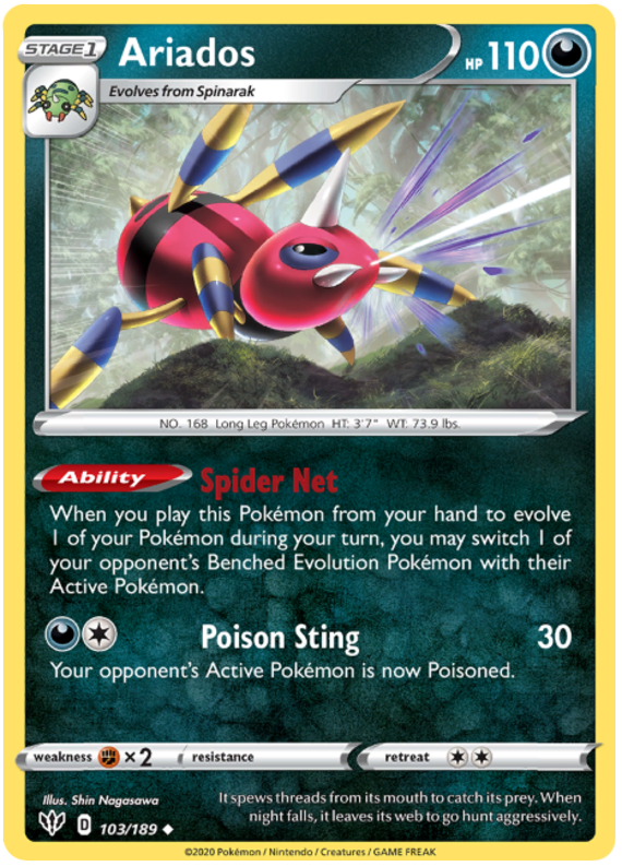 <transcy>Pokemon Card Darkness Alaze 103/189 103/189 Ariados Gelegentlich</transcy>