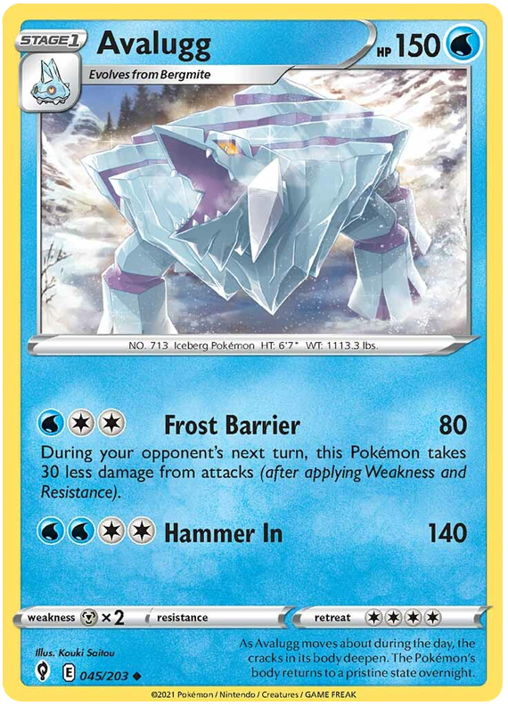 Pokemon Card Evolving Skies 45/203 045/203 Avalugg Uncommon