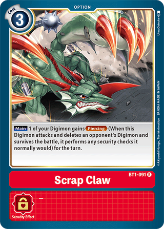 Digimon Card Ver 1.5 Scrap Claw BT1-091 R