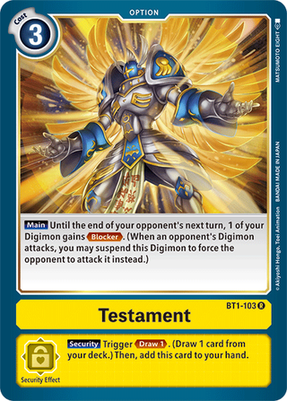 Digimon Card Ver 1.5 Testament BT1-103 R