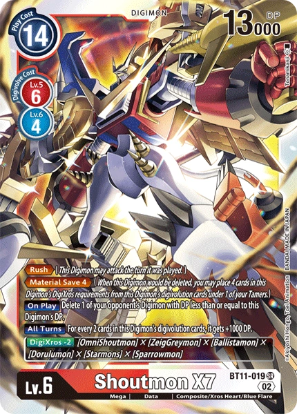 Digimon Card Dimensional Phase Shoutmon X7 BT11-019 SR