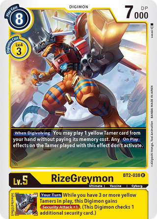 Digimon Card Ver 1.5 RizeGreymon BT2-038 R