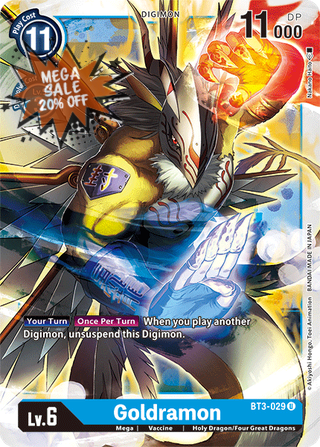 بطاقة Digimon الإصدار 1.5 Goldramon BT3-029 U