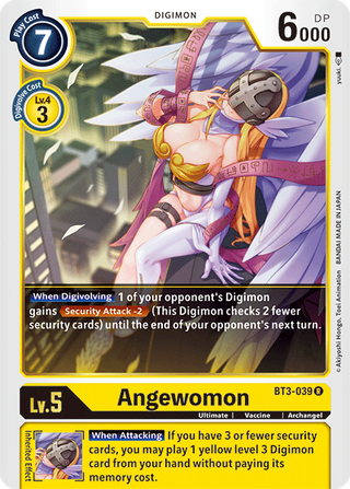 بطاقة Digimon الإصدار 1.5 Angewomon BT3-039 U