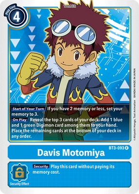 Digimon Card Ver 1.5 Davis Motomiya BT3-093 R