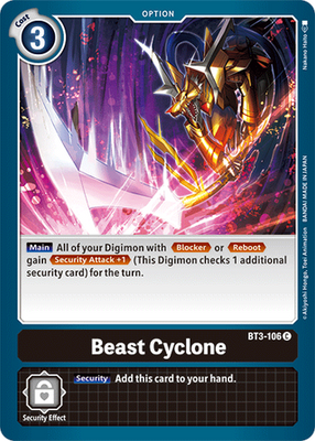 Digimon Card Ver 1.5 Beast Cyclone BT3-106 C