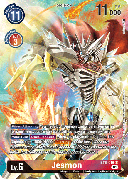 بطاقة Digimon Double Diamond Jesmon BT6-016 SR الفن البديل