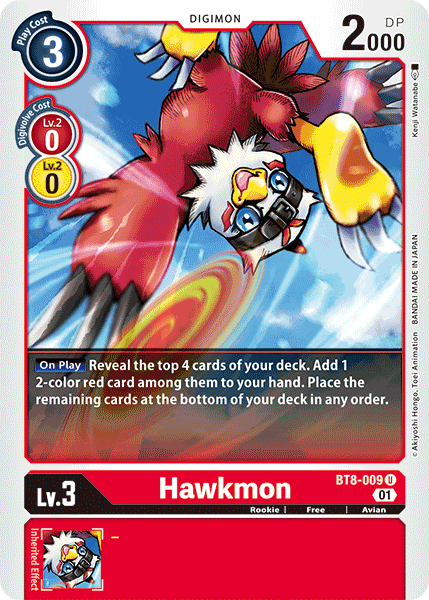 Digimon Card New Awakening Hawkmon BT8-009 U