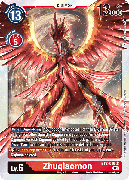 Digimon Card New Awakening Zhuqiaomon BT8-019 SR