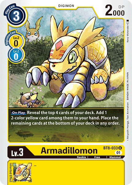 Digimon Card New Awakening Armadillomon BT8-033 U