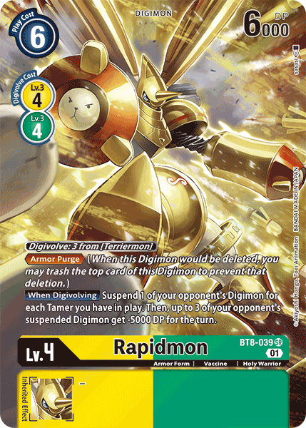 Digimon Card New Awakening Rapidmon Alt Art BT8-039 SR
