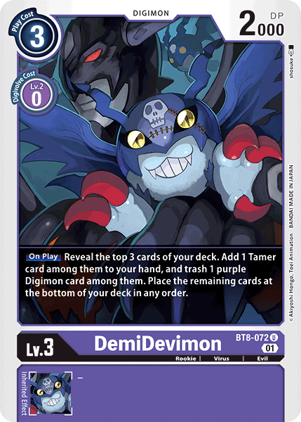 Digimon Card New Awakening DemiDevimon BT8-072 U