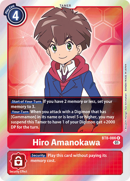 Digimon Card New Awakening Hiro Amanokawa BT8-086 R