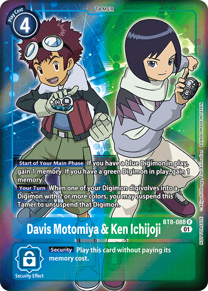 Digimon Card New Awakening Davis Motomiya & Ken Ichijoji Alt Art BT8-088 R