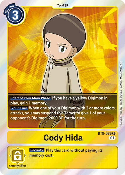 Digimon Card New Awakening Cody Hida BT8-089 R