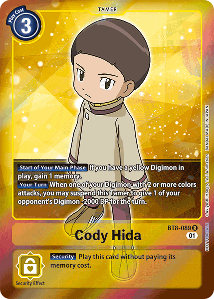 Digimon Card New Awakening Cody Hida Alt Art BT8-089 R