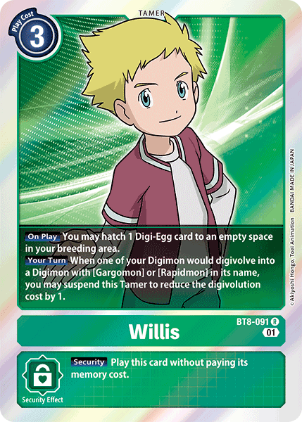 Digimon Card New Awakening Willis BT8-091 R