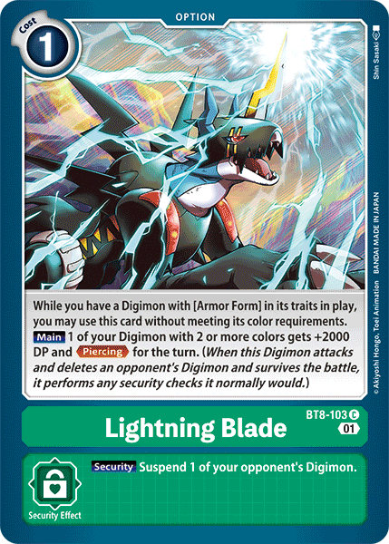 Digimon Card New Awakening Lightning Blade BT8-103 C