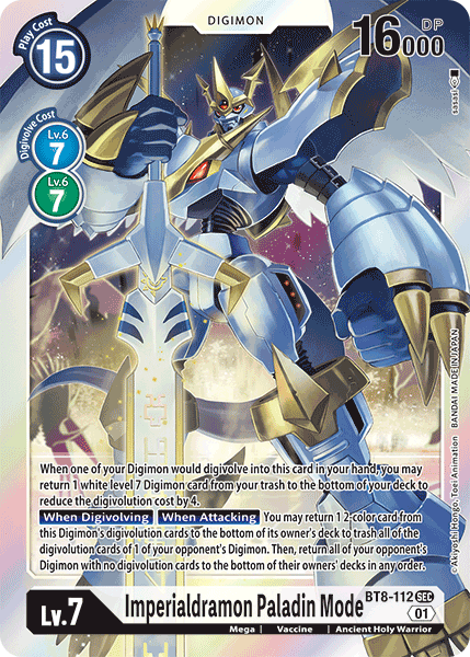 Digimon Card New Awakening Imperialdramon Paladin Mode BT8-112 SEC