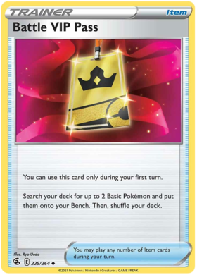 Pokemon Card Fusion Strike 225/264 Battle VIP Pass Uncommon