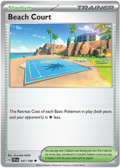 Pokemon Card Scarlet & Violet 167/198 Beach Court Stadium Uncommon *MINT*