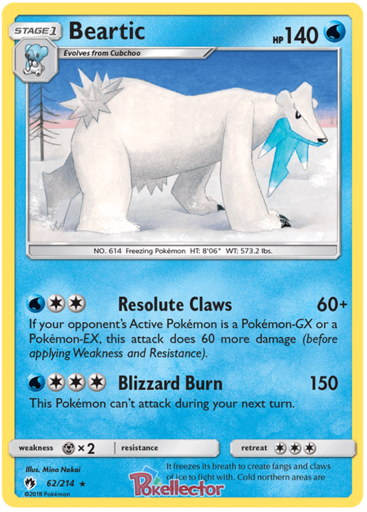 Pokemon Card Lost Thunder 62/214 062/214 Beartic Rare *MINT*